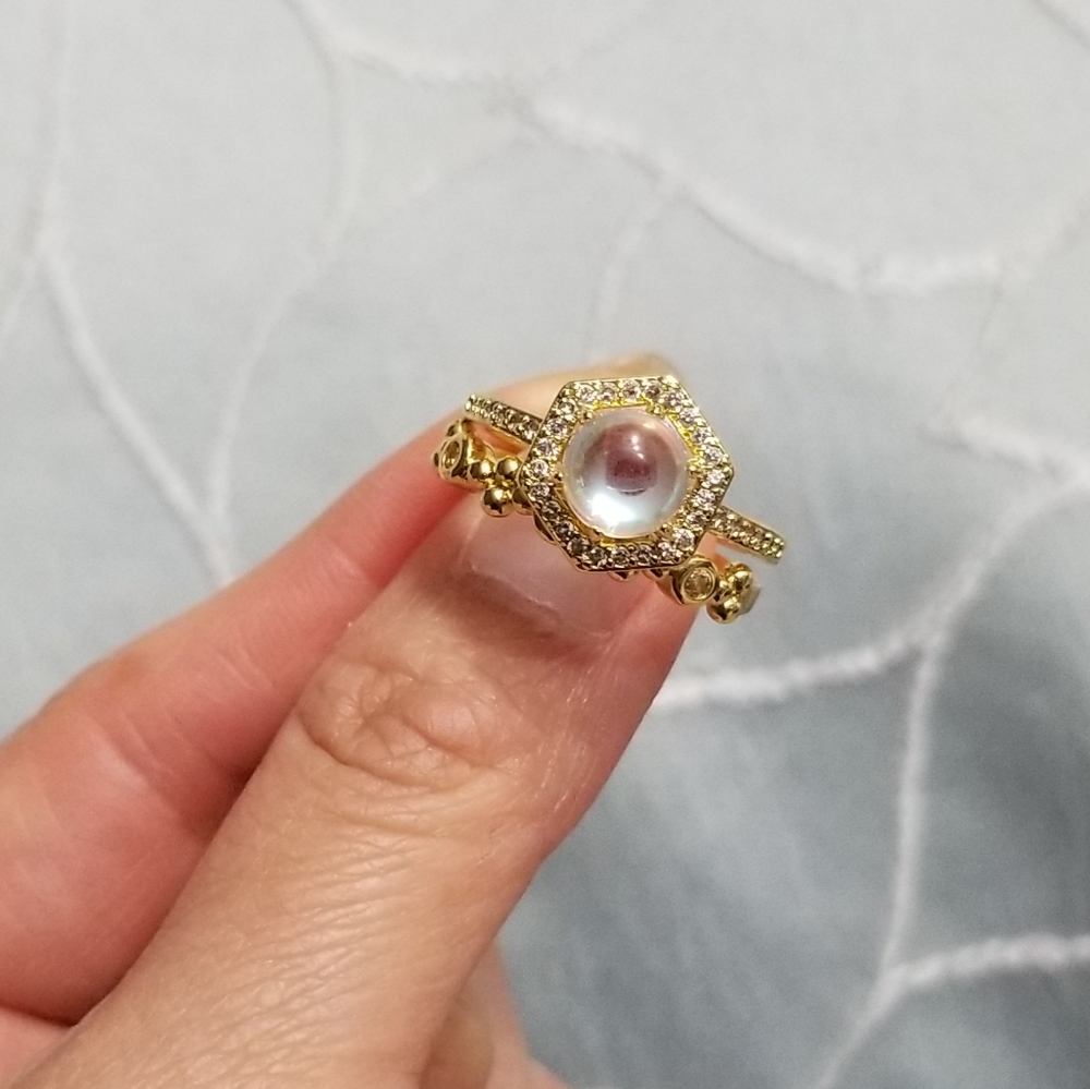 💎NEW💎 GOLD PLATED MOONSTONE RING SET - Picture 7 of 8
